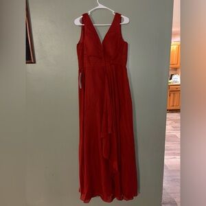 Elegant V-Neck Red Prom Gown
